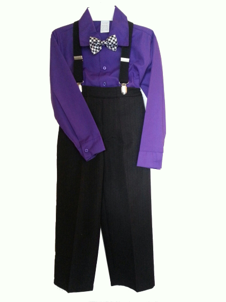Suspenders & Pants Set Sz 4 - Purple