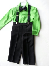SALE! 4 Pc Suspenders & Pants Set - Lime
