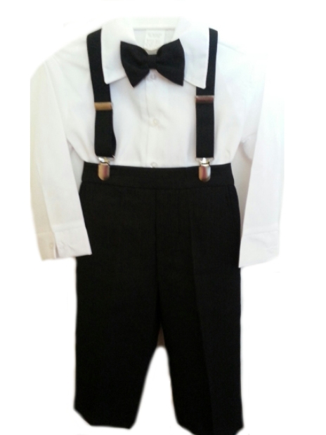 4 Pc Pants & Suspenders Set - White