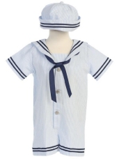 Sale! Seersucker Sailor Outfit - Lt Blue