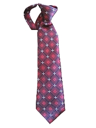 Dk Red Patterned Zipper Tie  - Toddlers