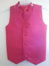 Sale! Silk Vest w Wrap Around Long Tie - Fuchsia