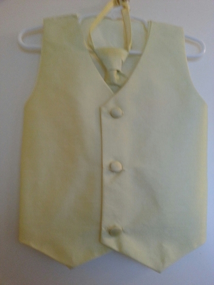 Silk Vest w Wrap Around Long Tie - Yellow