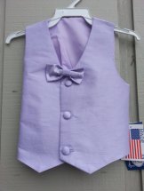 Sale! Silk Vest w Clip-On Bow Tie - Lilac