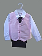Pink Poly Silk 4 Pc Boys Formal Vest Set