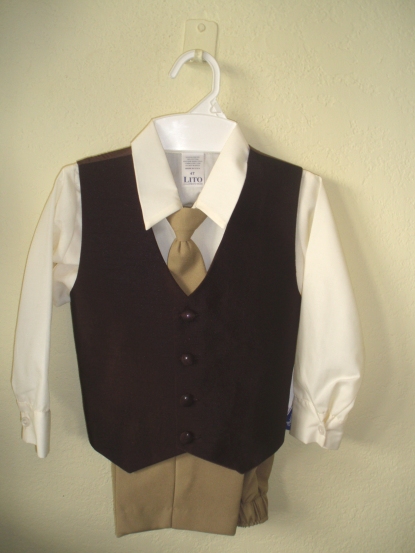 One-A-Kind 4 - Piece Brown Silk Vest Set - Sz 4
