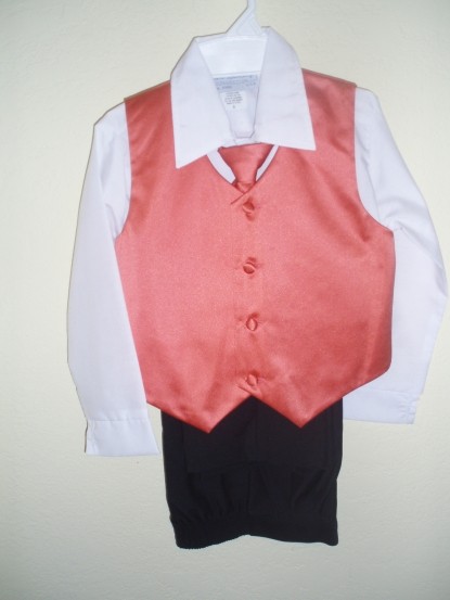 One-Of-A-Kind Persimmon $-Piece Vest & Slacks Set - Sz 5