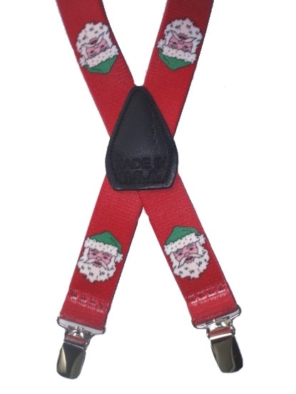 Kids Holiday Pattern Elastic Suspenders - Little Santa