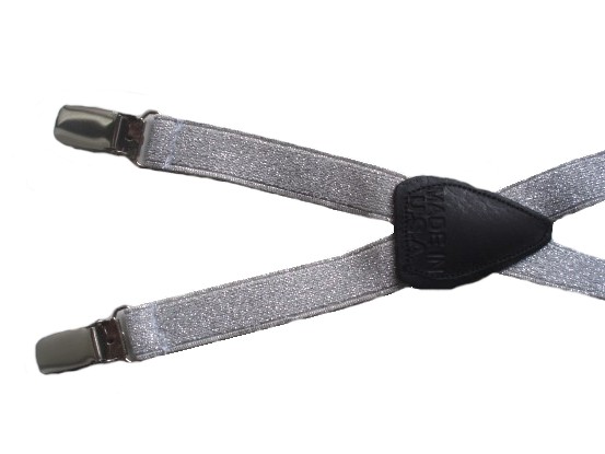 silver-glitter elastic suspenders
