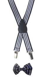 Toddler Bow Tie & Suspenders Set - Black & White Stripes