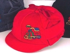 Close-Out Corduroy Hat w Embroidered Train - Red