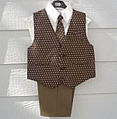 Close-Out 4-Piece Boy's Brown Vest And Slacks Set