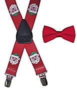 Kids  Bow Tie Set - Santa Suspenders and Red Bow Tie