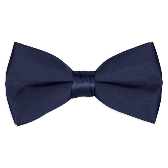 navy-blue satin bow tie