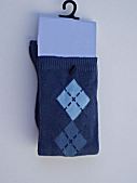 Cotton Knee Socks - Blue 3 Diamond Argyle